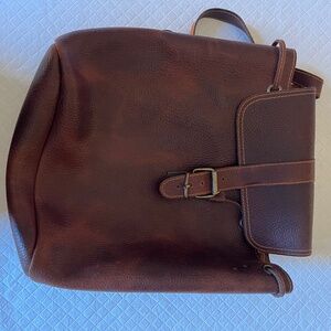 Handmade Greek Leather Buckle Backpack